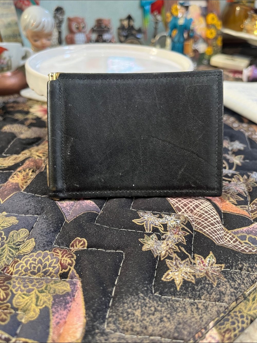 Rolfs Black Cowhide Leather Money Clip Card Holder RFID Style Minimalist Wallet
